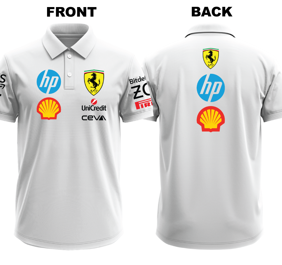 Drifit Polo Shirt: Ferrari 1 (Front and Back)