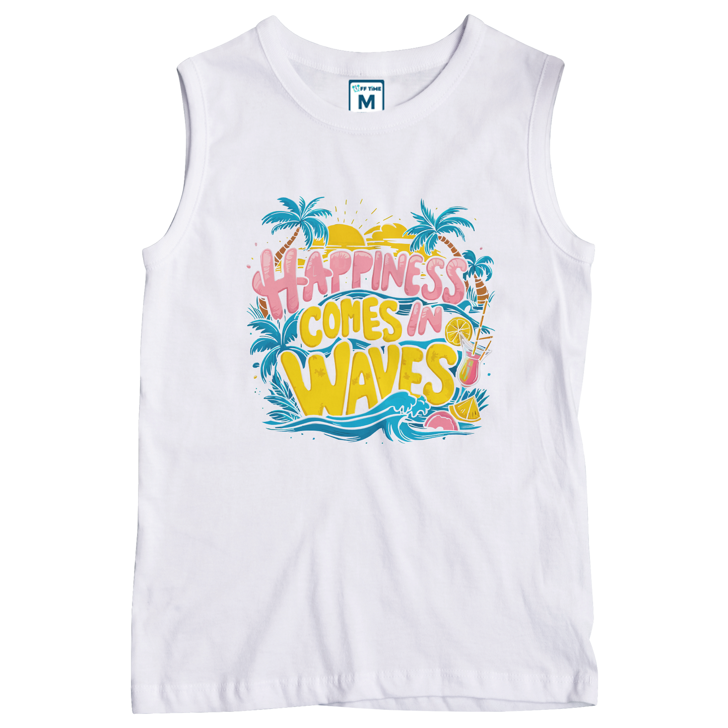 Sleeveless Drifit Shirt: Happiness Waves