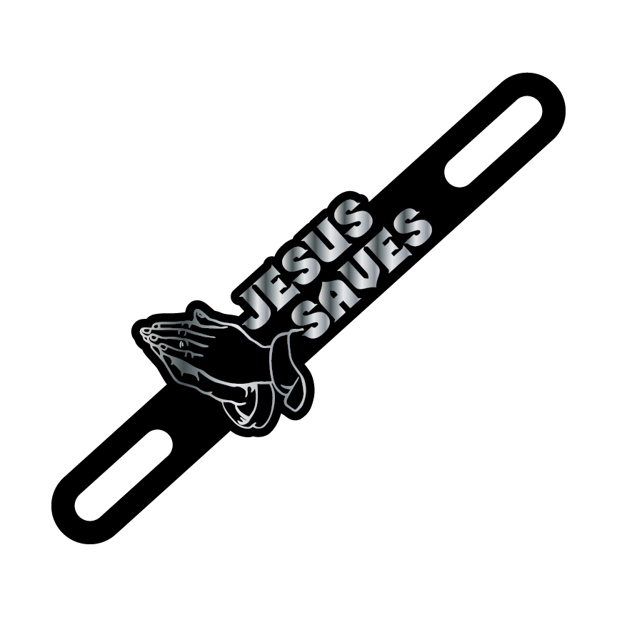 Motorcycle Plate Badge: Jesus Saves