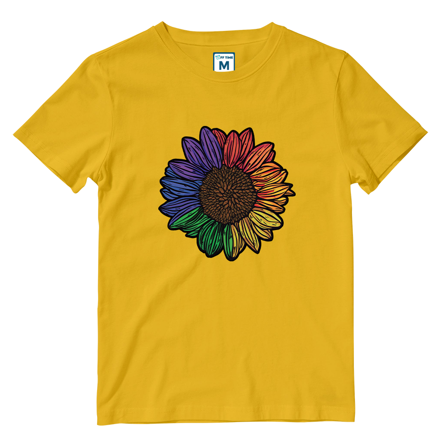 Cotton Shirt: Rainbow Sunflower