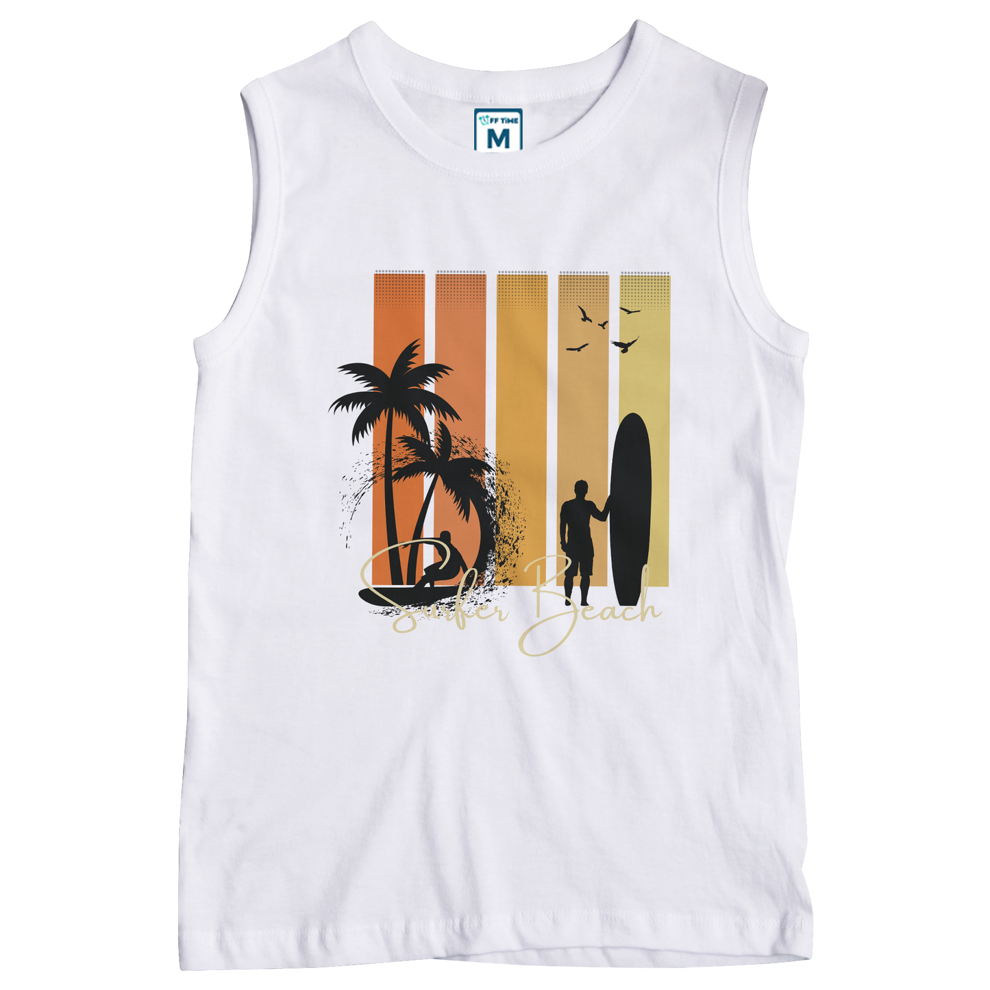 Sleeveless Drifit Shirt: Surfer Beach