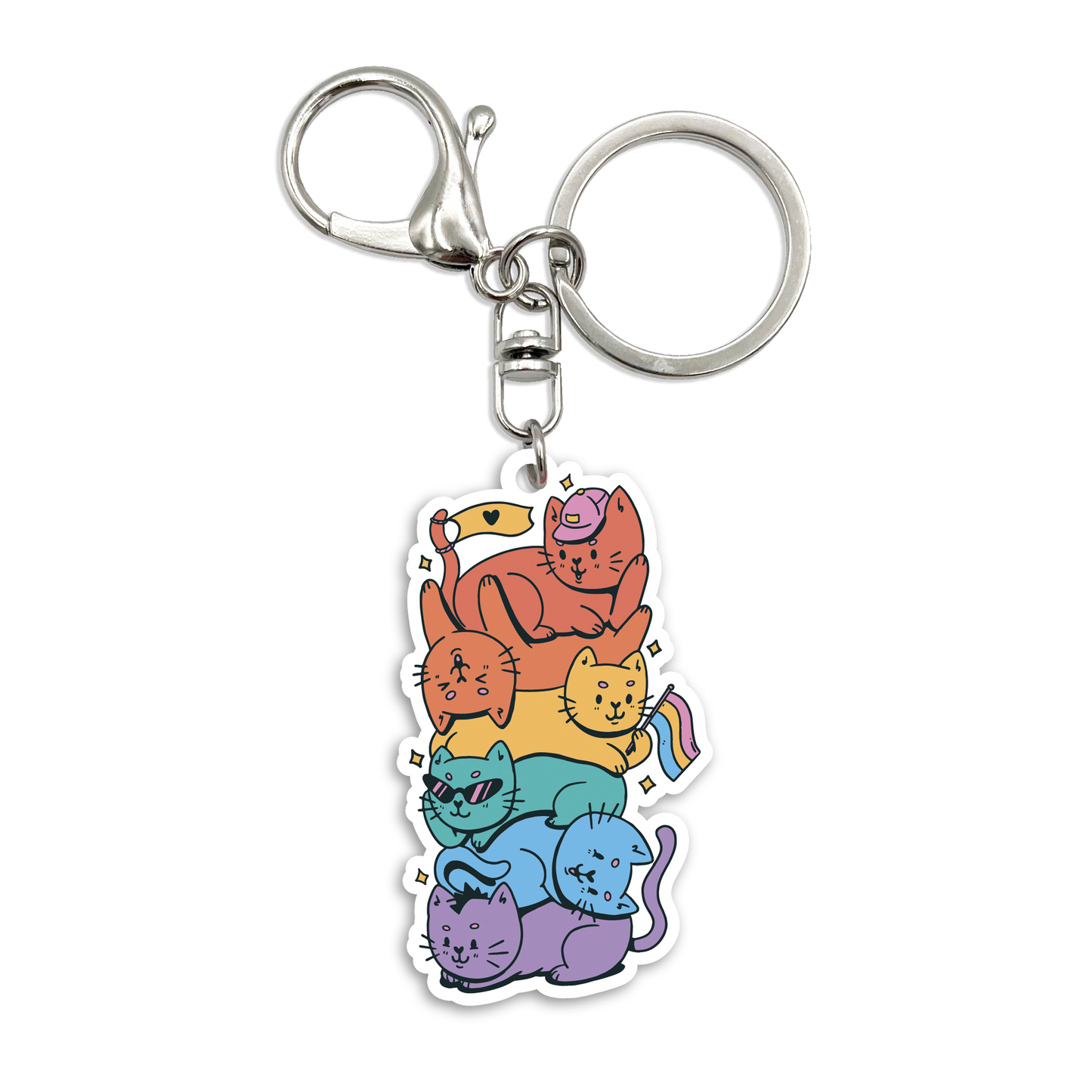 Acrylic Bag Charm: Cat Rainbow