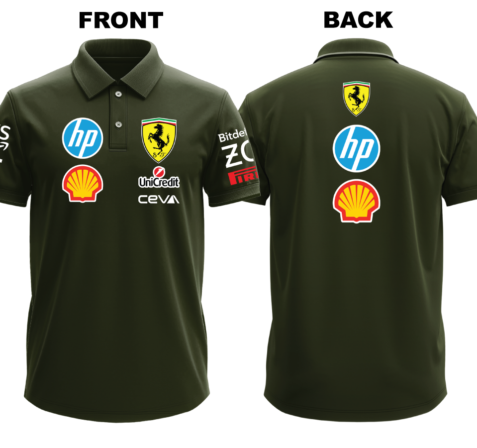 Drifit Polo Shirt: Ferrari 1 (Front and Back)