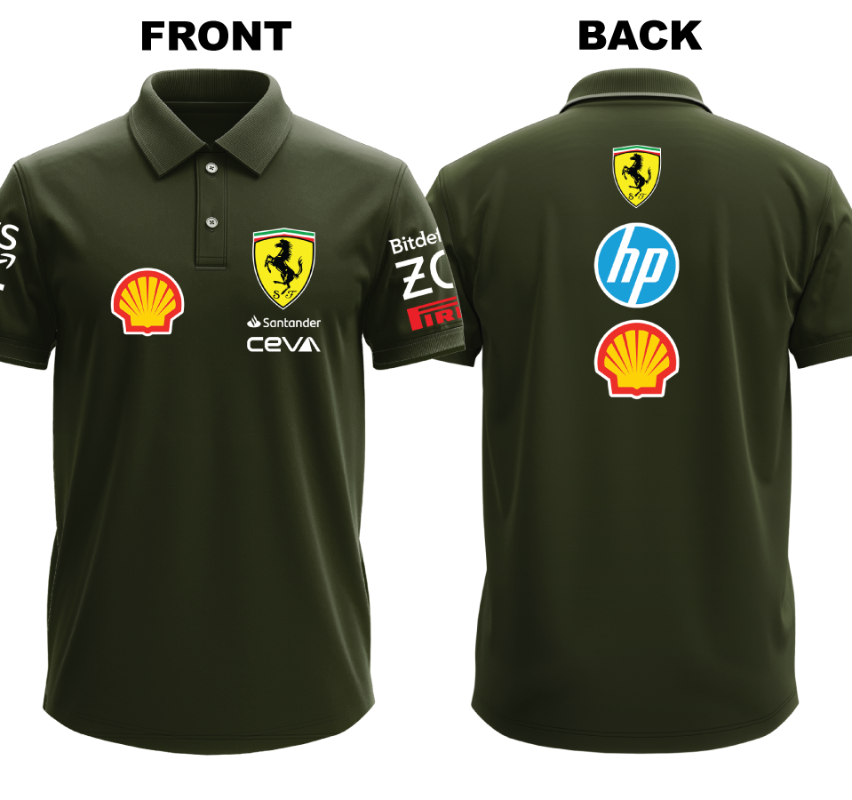 Drifit Polo Shirt: Ferrari 2 (Front and Back)