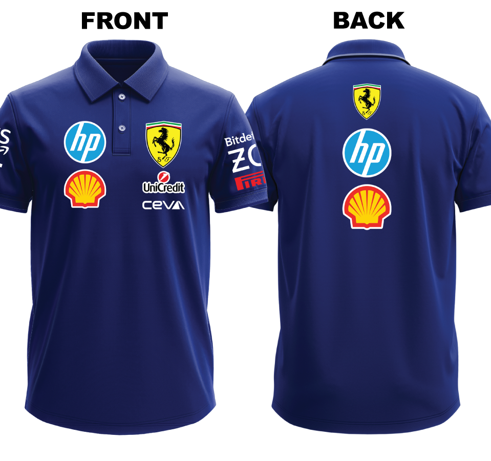 Drifit Polo Shirt: Ferrari 2 (Front and Back)