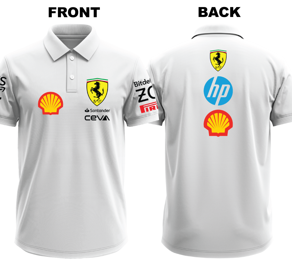 Drifit Polo Shirt: Ferrari 2 (Front and Back)