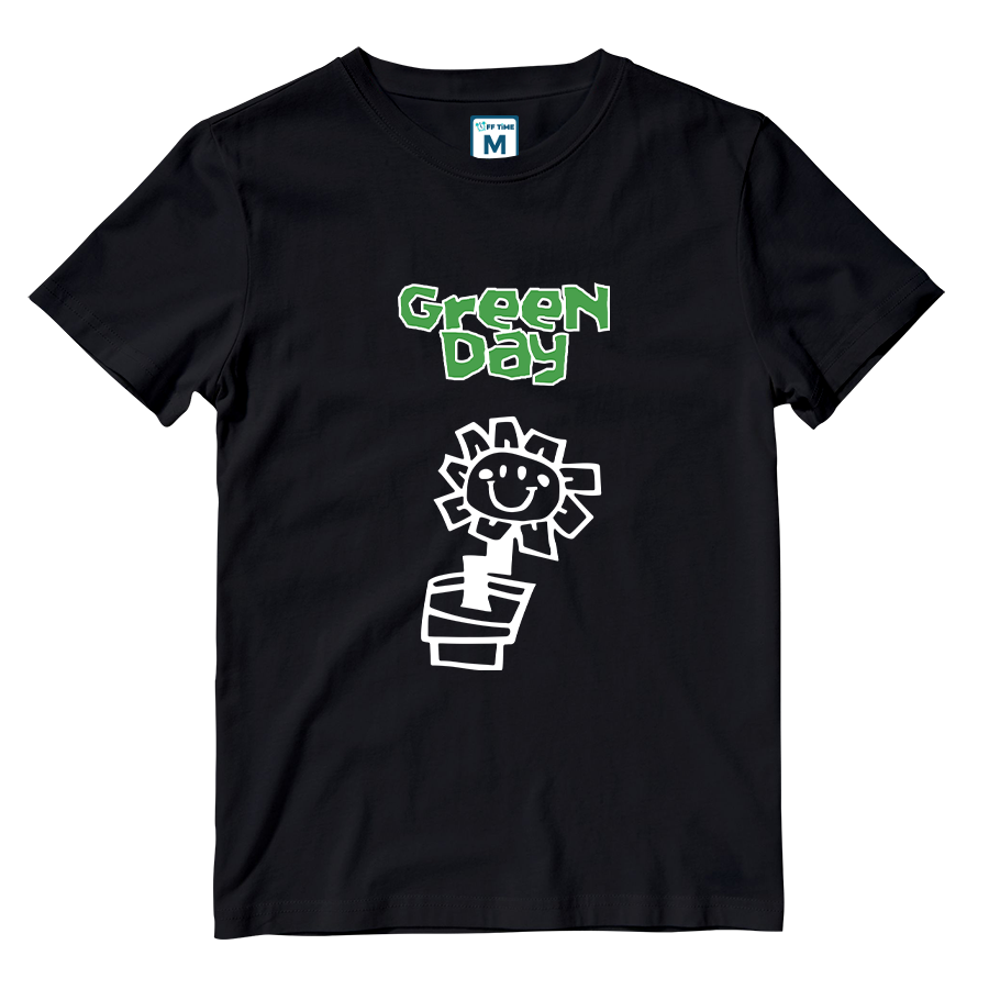 Cotton Shirt: Green Day Flower Doodle