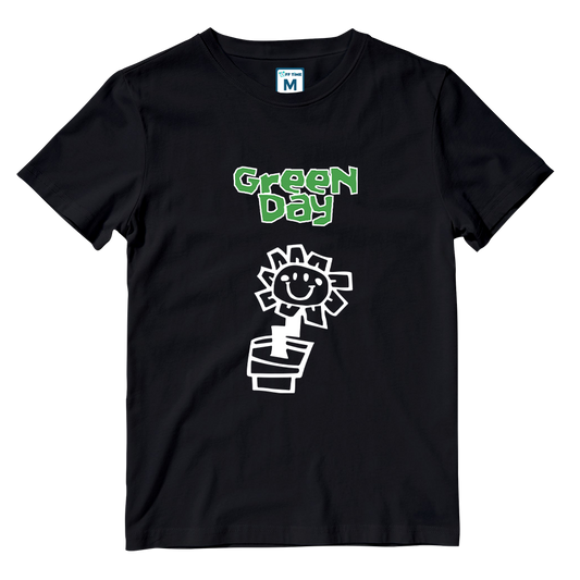 Cotton Shirt: Green Day Flower Doodle