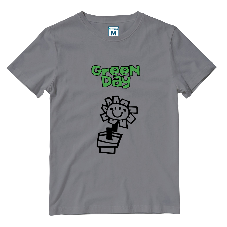 Cotton Shirt: Green Day Flower Doodle