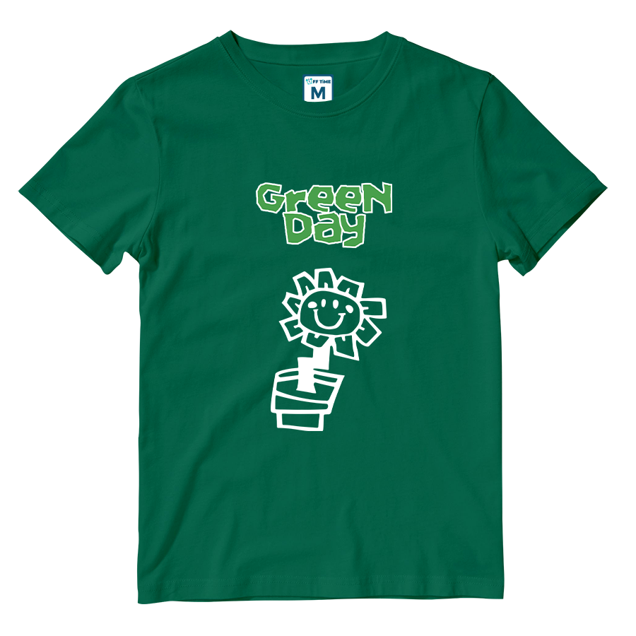 Cotton Shirt: Green Day Flower Doodle