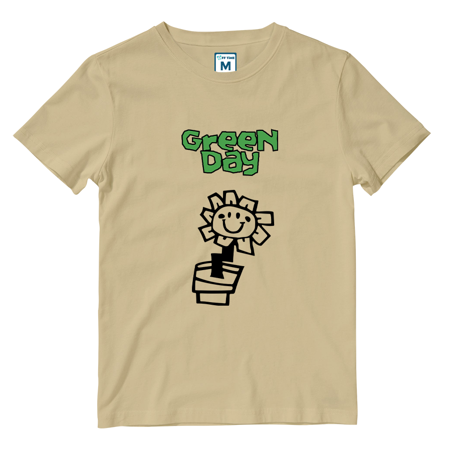 Cotton Shirt: Green Day Flower Doodle