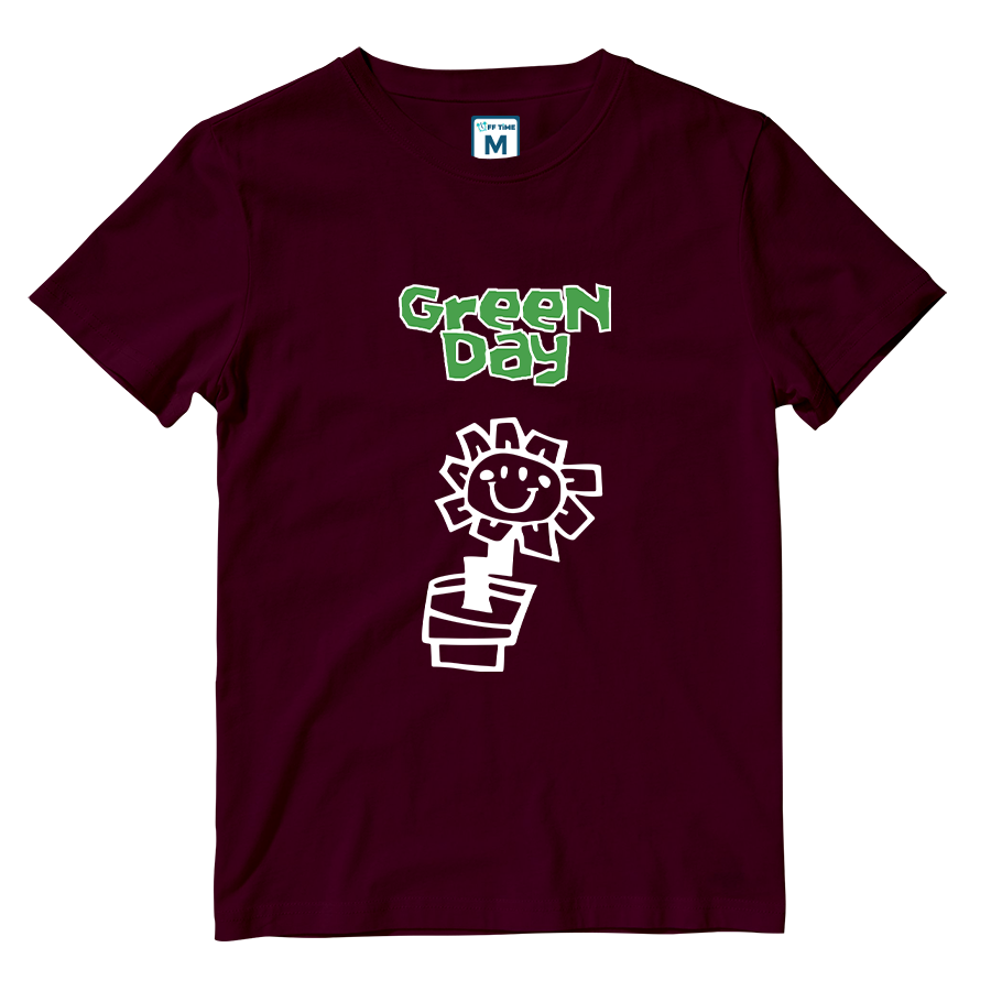 Cotton Shirt: Green Day Flower Doodle