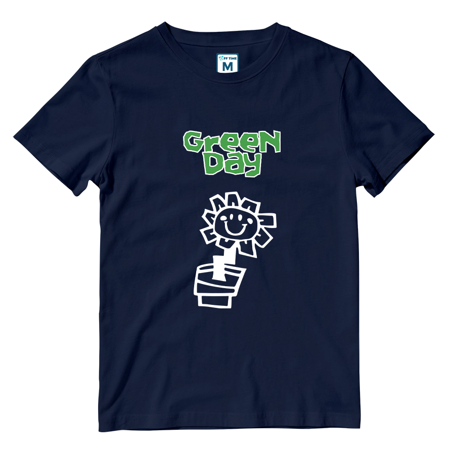 Cotton Shirt: Green Day Flower Doodle