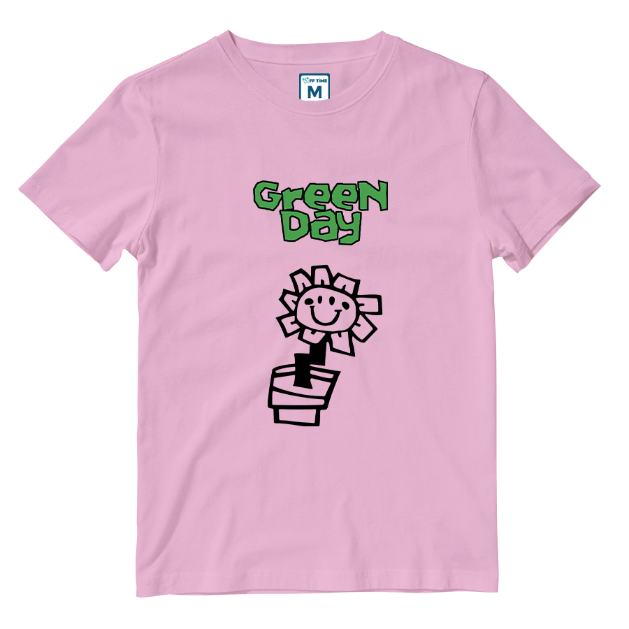 Cotton Shirt: Green Day Flower Doodle