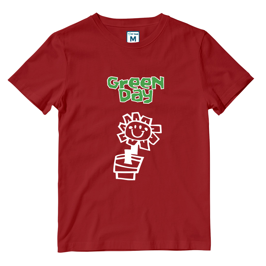 Cotton Shirt: Green Day Flower Doodle