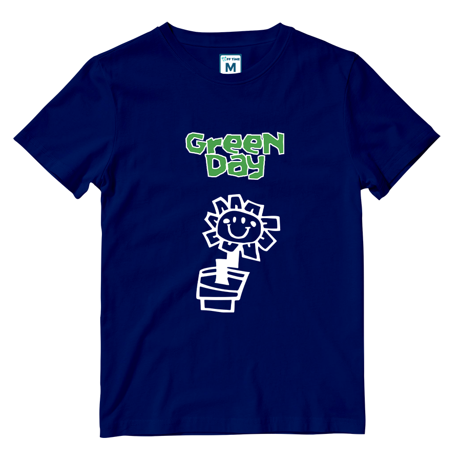 Cotton Shirt: Green Day Flower Doodle