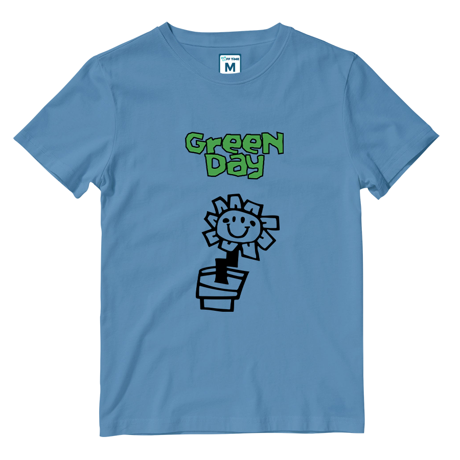 Cotton Shirt: Green Day Flower Doodle
