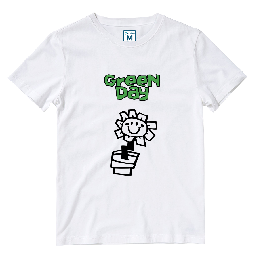 Cotton Shirt: Green Day Flower Doodle