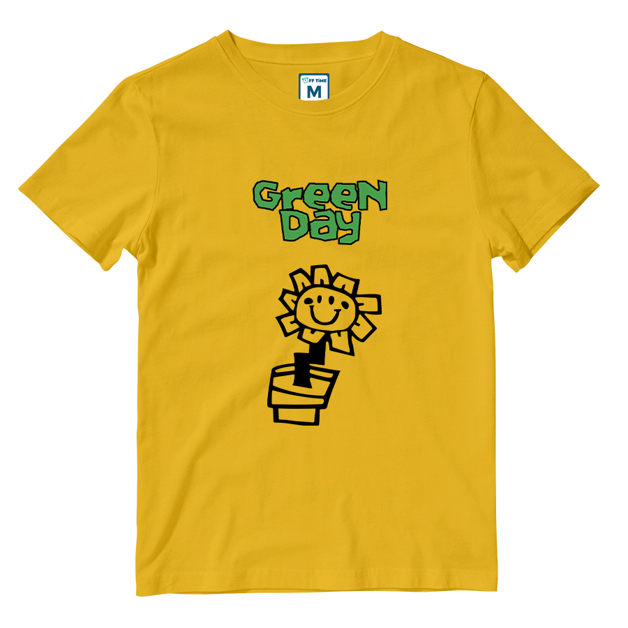 Cotton Shirt: Green Day Flower Doodle