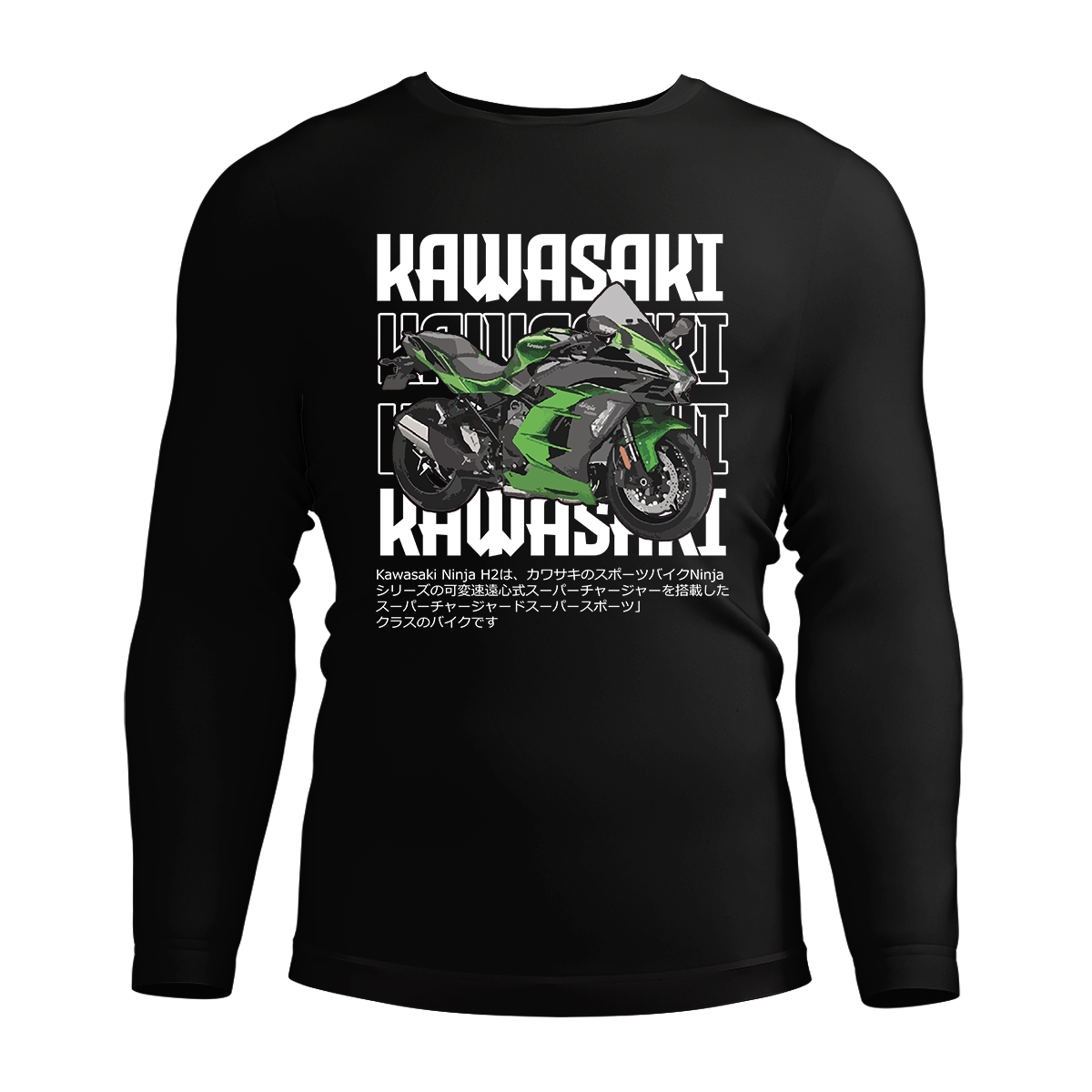 Long Sleeve Drifit Shirt: Kawasaki Ninja Green