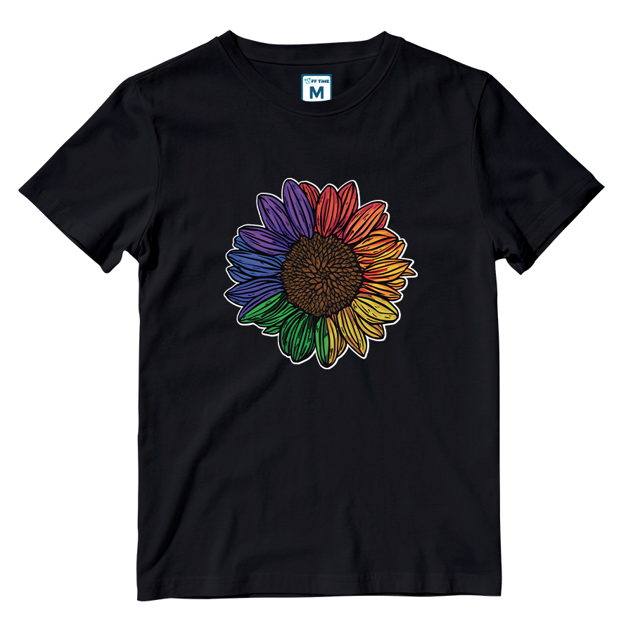 Cotton Shirt: Rainbow Sunflower
