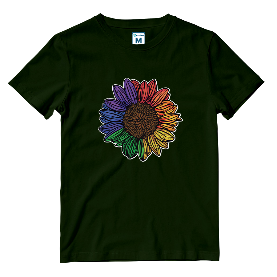 Cotton Shirt: Rainbow Sunflower