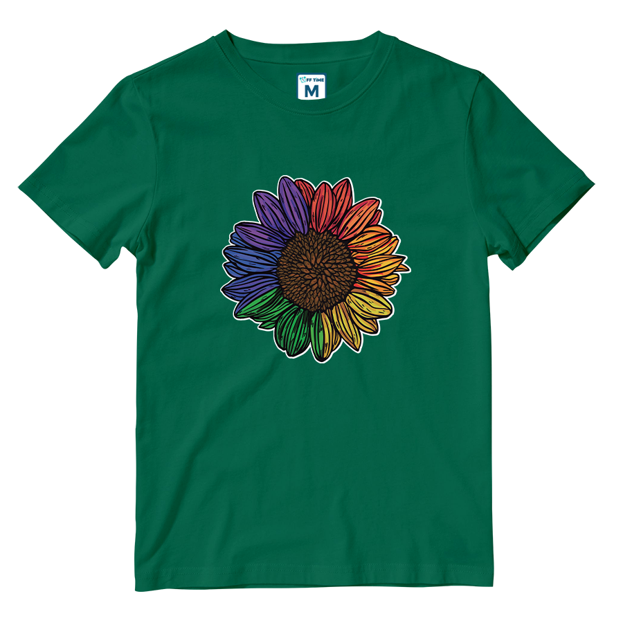 Cotton Shirt: Rainbow Sunflower