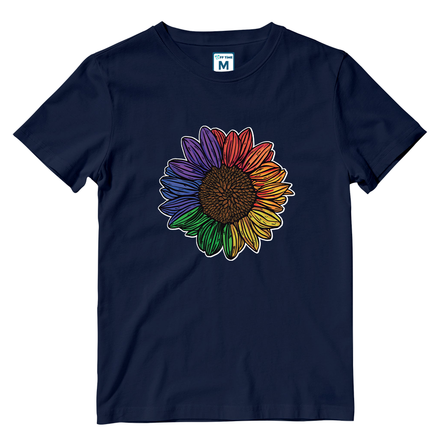 Cotton Shirt: Rainbow Sunflower