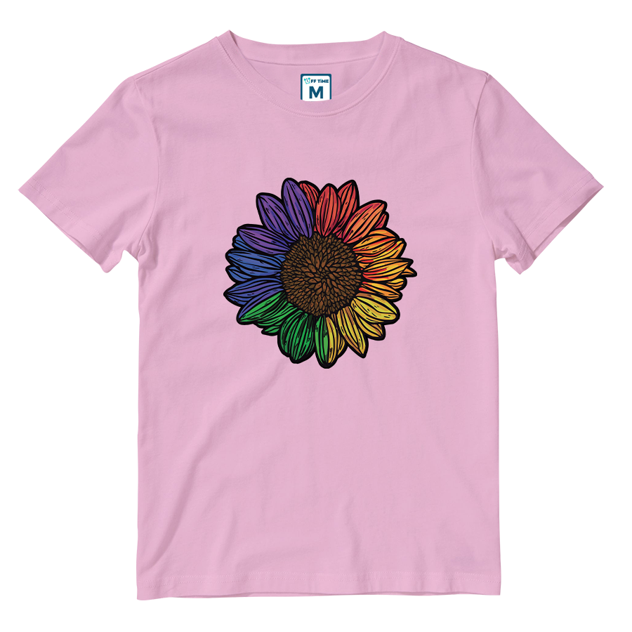 Cotton Shirt: Rainbow Sunflower