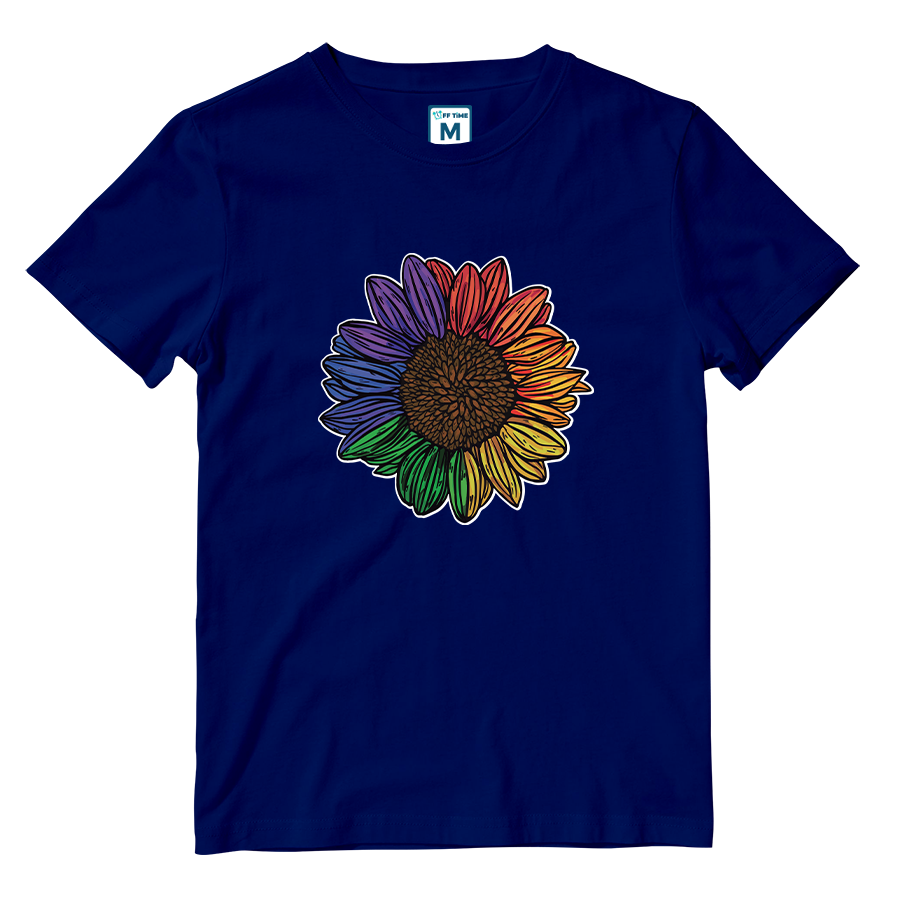 Cotton Shirt: Rainbow Sunflower