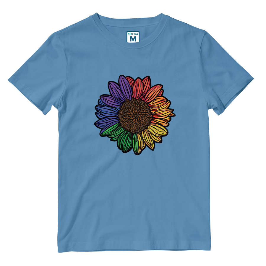 Cotton Shirt: Rainbow Sunflower