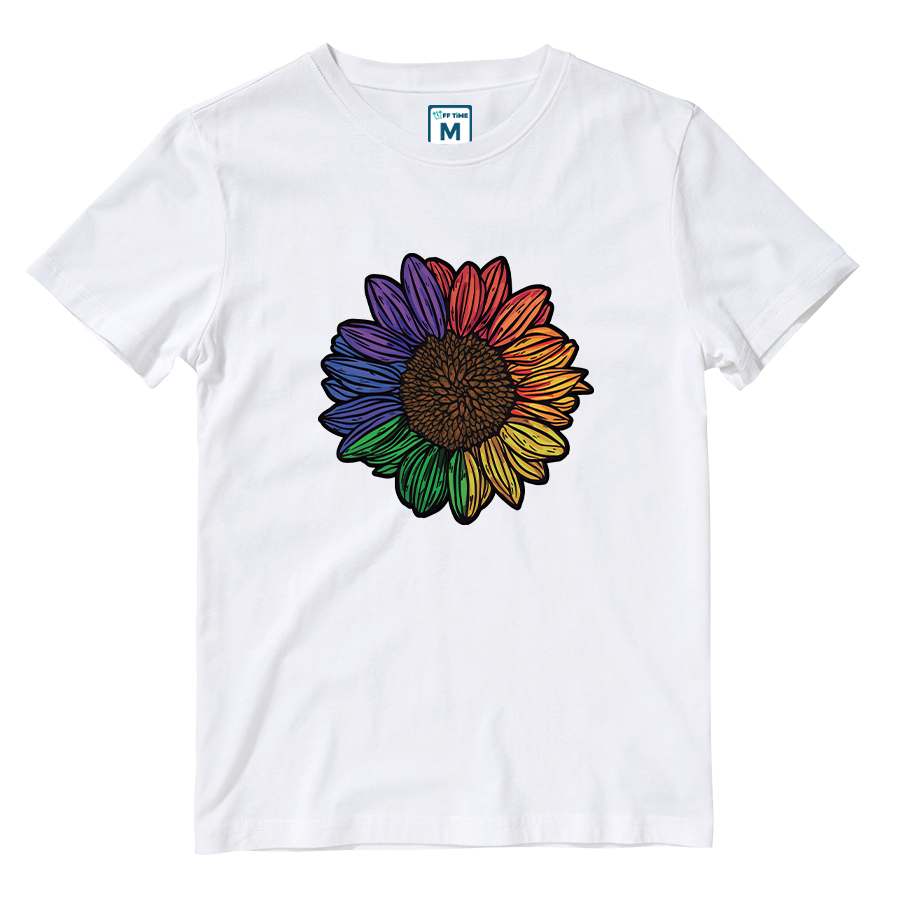 Cotton Shirt: Rainbow Sunflower