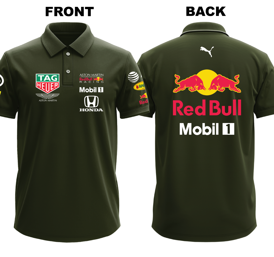 Drifit Polo Shirt: Red Bull 1 (Front and Back)