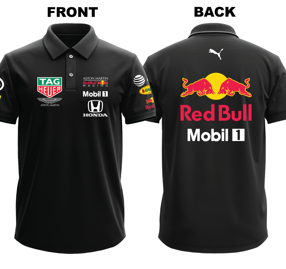 Drifit Polo Shirt: Red Bull 1 (Front and Back)