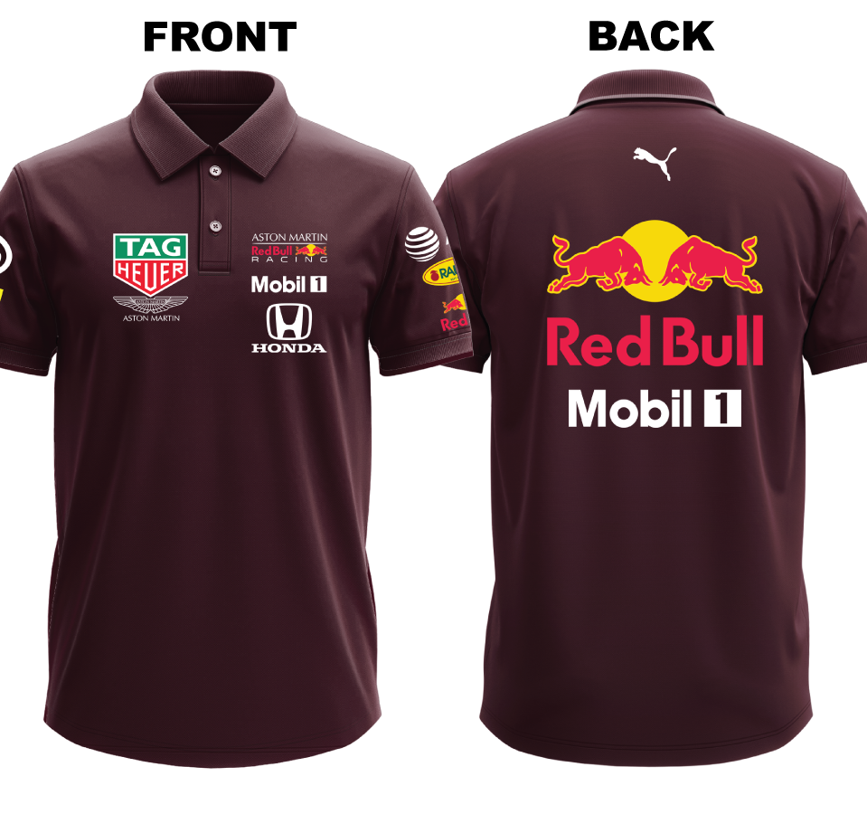 Drifit Polo Shirt: Red Bull 1 (Front and Back)