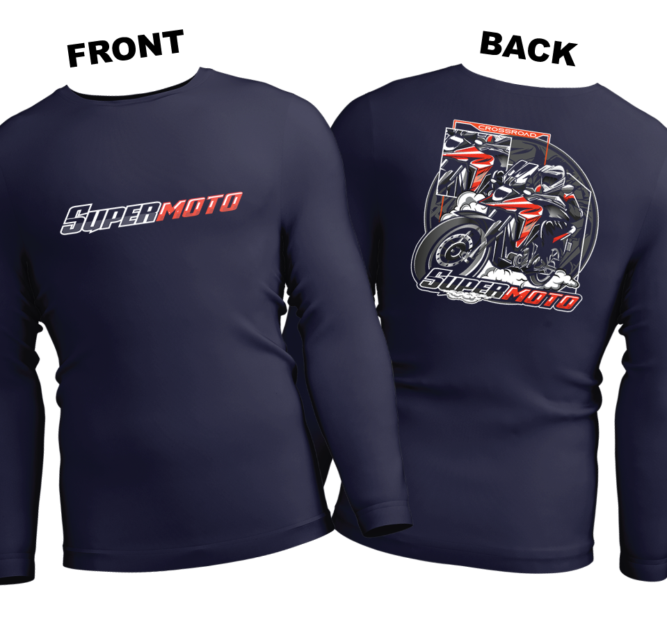 Long Sleeve Drifit Shirt: Supermoto (Front and Back)