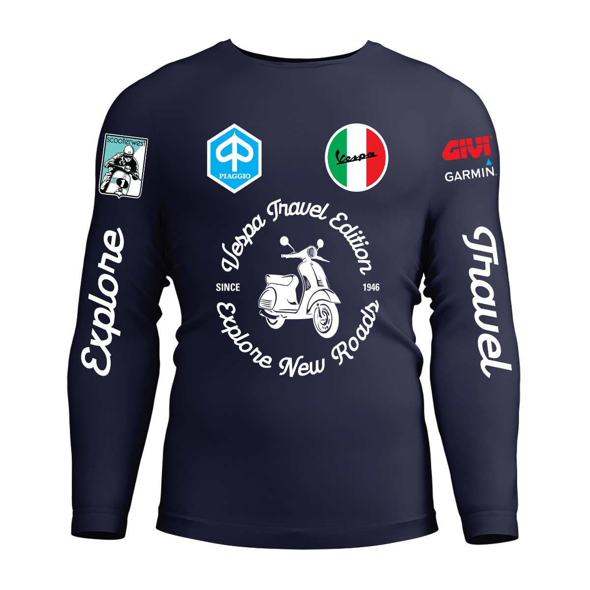 Long Sleeve Drifit Shirt: Vespa Travel Edition